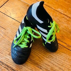 Adidas Kids Black Sneakers with Green Laces